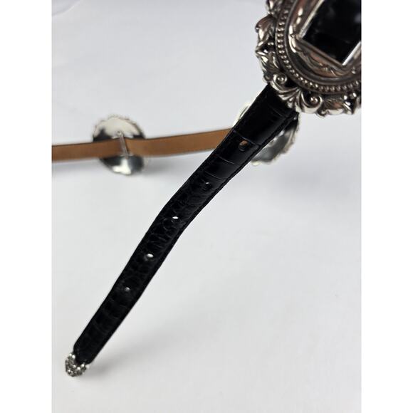 Brighton Black Silver Tone Concho Leather Belt Size 34 L34 Vg condition main image 9